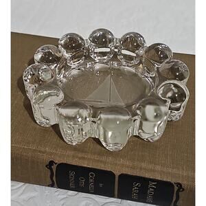 Anchor Hocking NOVA Boopie Bubble Glass Ashtray Sailboat Vintage MCM Iridescent